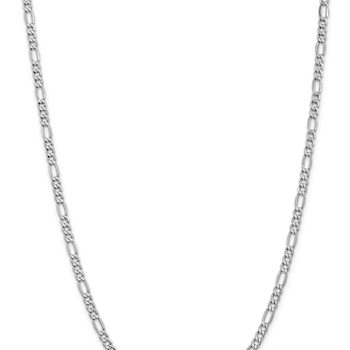 Rhodium Over 14k White Gold 4.4mm Figaro Link 26 Inch Chain