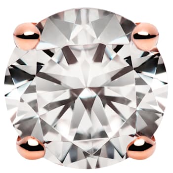White Cubic Zirconia 14k Rose Gold Studs With Velvet Gift Box 0.50ctw