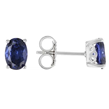 Blue And White CZ Stud And Hoop Earring Set In Platinum-Enhanced
Sterling Silver 5.18ctw