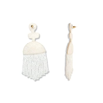 White Fringe Seed Bead Earring