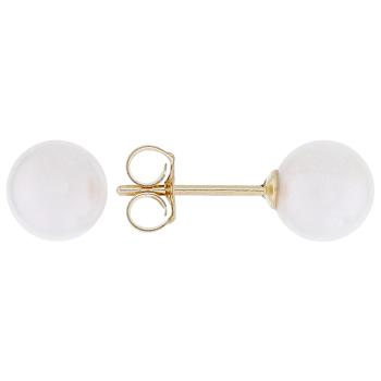 Akoya Pearl Stud Earrings In Solid 14K Gold