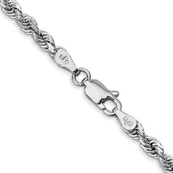 Rhodium Over 14k White Gold 3.35mm Solid Diamond-Cut Quadruple Rope 18
Inch Chain