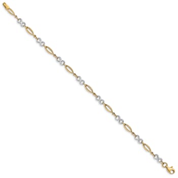 14k Two-tone Gold Polished Infinity Link Bracelet