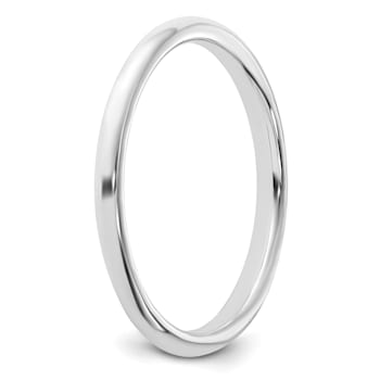 Rhodium Over Sterling Silver 2mm Half-Round Band