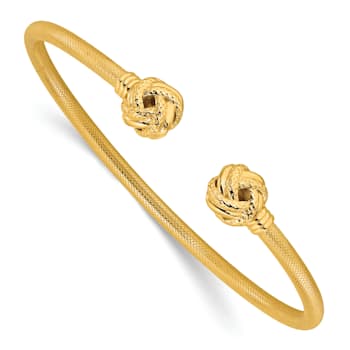 10K Yellow Gold Over Sterling Silver Textured Love Knot Cuff Bracelet