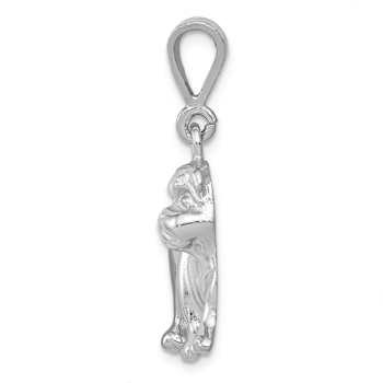 Rhodium Over 14k White Gold Bulldog Pendant