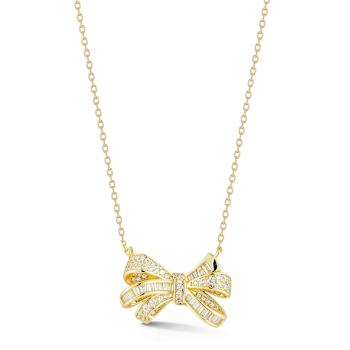 Rachel Zoe CZ Bow Pendant Necklace in 14K Gold Over Sterling Silver