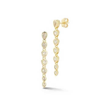 Rachel Zoe Pear-Shaped Bezel CZ Cascade Dangle Earrings in 14K Gold Over
Sterling Silver