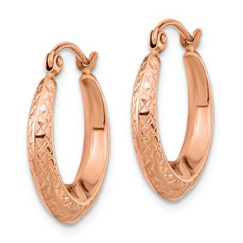 14k Rose Gold Diamond-Cut Textured 3/4" Hoop Earrings