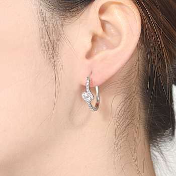 CZ Modified Hoop Earrings In Sterling Silver