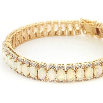 Multicolor Ethiopian Opal 18k Yellow Gold Over Silver Bracelet 11.01ctw