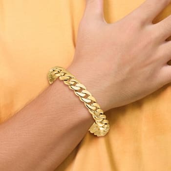 14K Yellow Gold 10.75mm Hand-Polished Fancy Link Bracelet