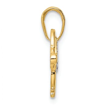 14K Two-tone Gold Diamond-Cut Dachshund Pendant