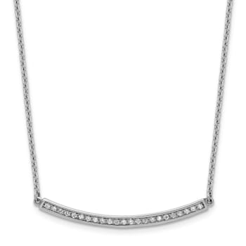 Rhodium Over 14K White Gold Diamond Curved Bar 16 Inch with 2 Inch
Extension Necklace