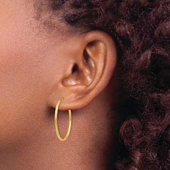 14k Yellow Gold Polished 1" Round Endless Hoop Earrings