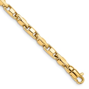 14k Yellow Gold 4mm Hand-polished Fancy Link Bracelet