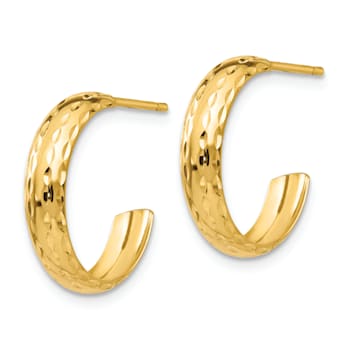 14k Yellow Gold 1/2" Diamond-Cut C-Hoop Earrings