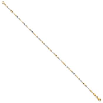 10k Yellow Gold and 10k White Gold Polished Fancy Link Anklet