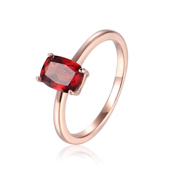 Rectangular Cushion Garnet 14K Rose Gold Over Sterling Silver Solitaire
Ring, 1.00ct