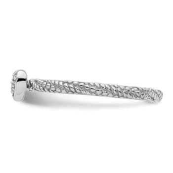 Sterling Silver Diamond Stackable Expressions Textured Heart Ring 0.02ctw