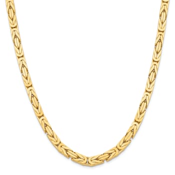 14K Yellow Gold 6.5mm Byzantine Chain Necklace
