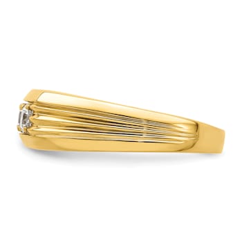 14K Yellow Gold 3-Stone Diamond Men's Ring 0.49ctw