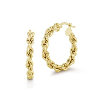 Sterling Statements 14K Yellow Gold Over Sterling Silver Rope Chain Hoop Earrings