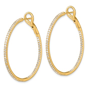 14K Yellow Gold Lab Grown Diamond SI1/SI2, G H I, In and Out Hoop Earrings