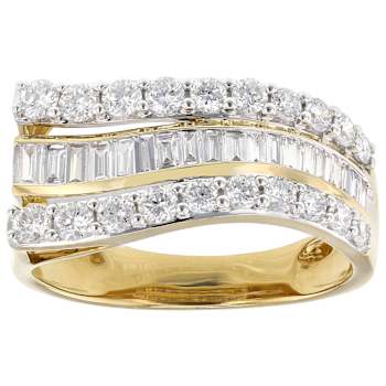 Bold Lab-Grown Diamond Round And Baguette Cocktail Ring In 14K Gold Over
Sterling Silver