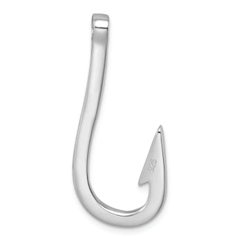 Rhodium Over Sterling Silver Polished Crystal Hook Pendant