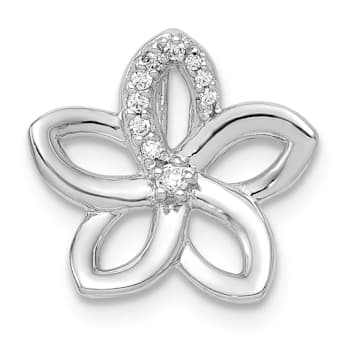 Rhodium Over 14k White Gold Diamond Accent Flower Chain Slide Pendant