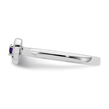 Sterling Silver Stackable Expressions Amethyst Heart Ring 0.06ctw