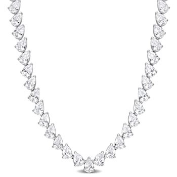 Created White Sapphire Sterling Silver Necklace 39.5ctw