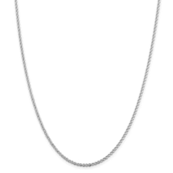 Rhodium Over Sterling Silver 2.3mm Solid Rope Chain