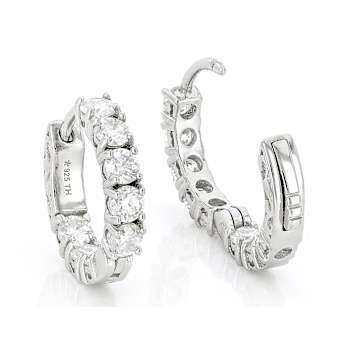 Moissanite Inside-Out Hoop Earrings In PlatInum-Enhanced Sterling Silver