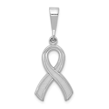 Rhodium Over 14k White Gold Textured Awareness Pendant