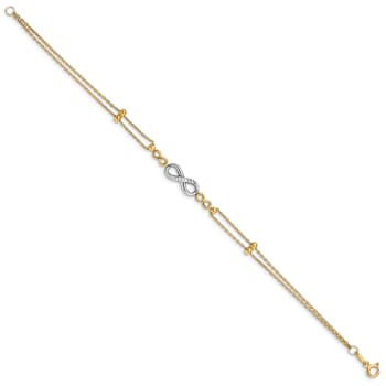 14k Two-tone Gold Polished and Diamond-Cut Multi-Strand Infinity Bracelet