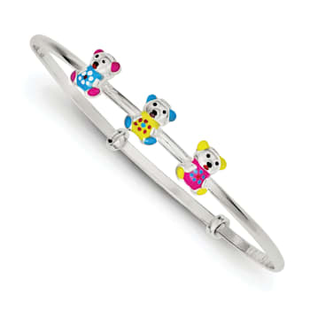 Sterling Silver Enamel Ladybug Children's Adjustable Bangle Bracelet Sterling Silver Enamel Ladybug Children's Adjustable Bangle Bracelet