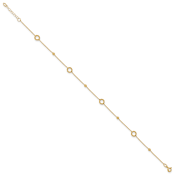 14K Yellow Gold Polished and Diamond-cut 10-inch Plus 1-inch Extension Anklet