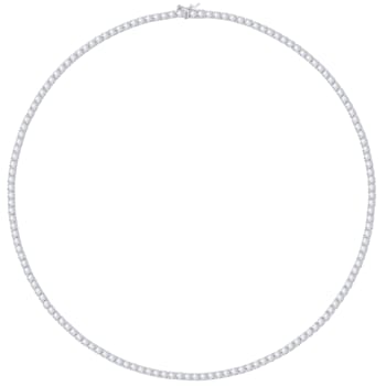 White Cubic Zirconia Platinum Over Sterling Silver Tennis Necklace 14.50ctw