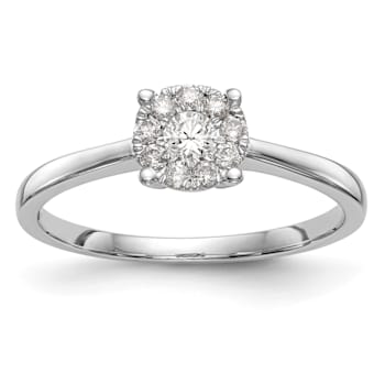 Rhodium Over 14K White Gold Lab Grown Diamond Cluster Engagement Ring 0.235ctw