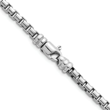 Rhodium Over Sterling Silver Polished 5.0mm Box 20 Inch Chain