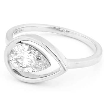 Timeless Lab-Grown Floating Pear Diamond Solitaire Ring In White Gold