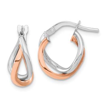 14k White Gold and 14k Rose Gold 5/8" Fancy Hoop Earrings