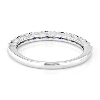 Lab-Created Sapphire And Diamond Band Ring In Sterling Silver