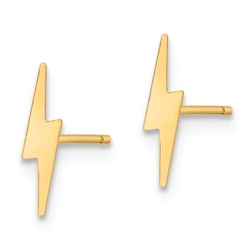 14K Yellow Gold Polished Lightning Bolt Stud Earrings