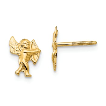 14k Yellow Gold Polished Cupid Screwback Earrings