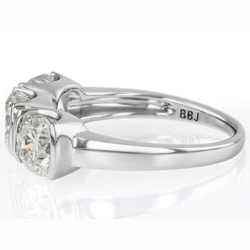 Cushion-Cut Moissanite Three-Stone Ring In Platinum-Enhanced Sterling Silver