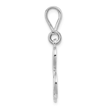 Rhodium Over 14k White Gold Solid Polished Script Filigree Textured
Letter L Initial Pendant