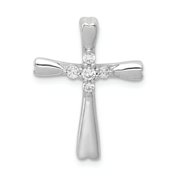 Rhodium Over 14K White Gold 1/6ct. 5-Stone Diamond Cross Chain Slide